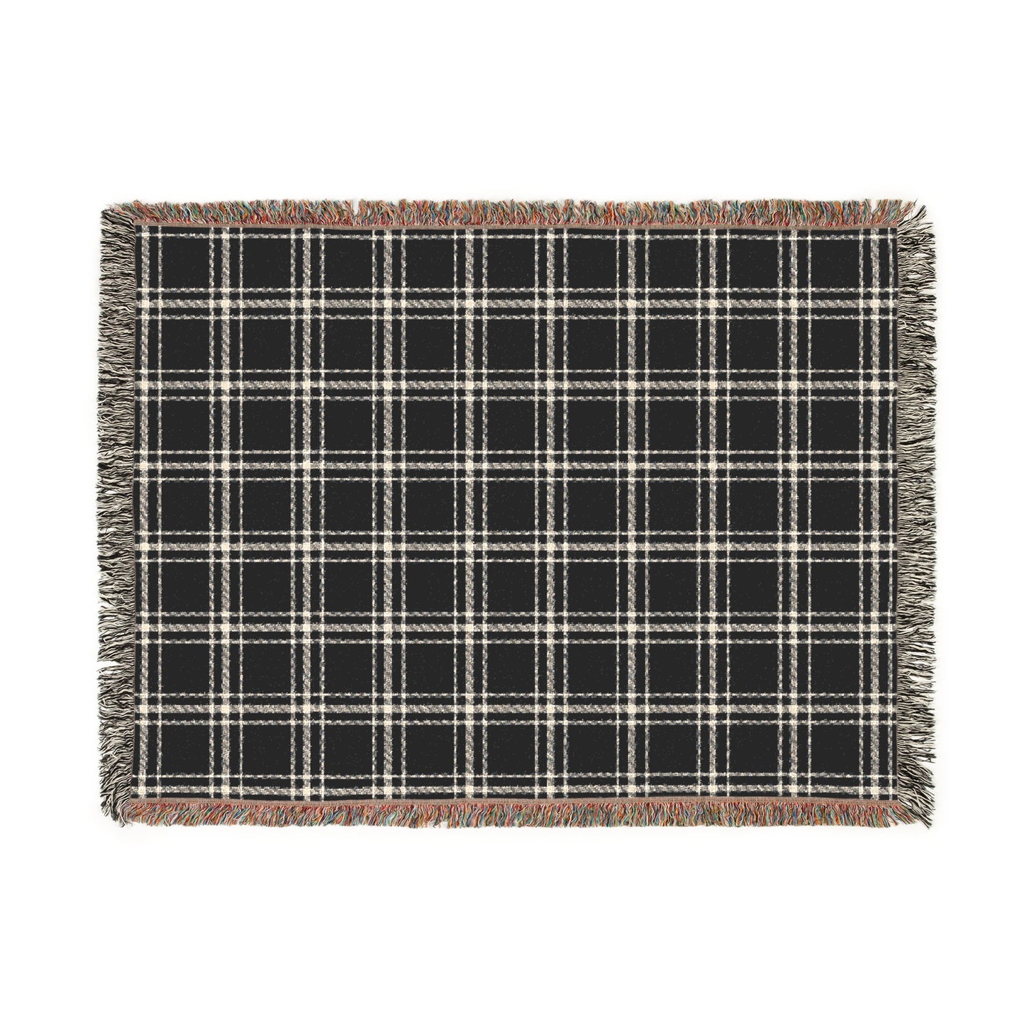 Cozy Blue and White Plaid - Woven Blanket