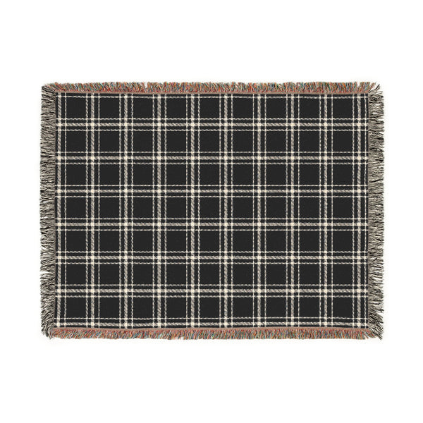 Cozy Blue and White Plaid - Woven Blanket