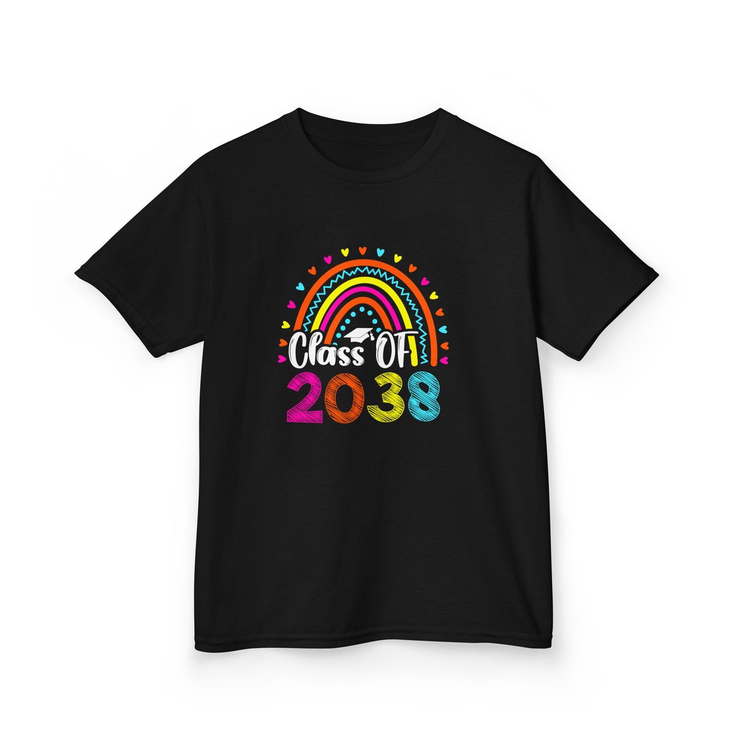 Rainbow Graduation Kids Tee | Class of 2038 Shirt | Cute Kids Apparel | Graduation Gift | Back to School T-Shirt | Rainbow Tee
