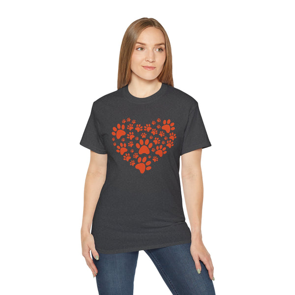 Heart Paw Print Unisex Ultra Cotton Tee - Perfect for Pet Lovers