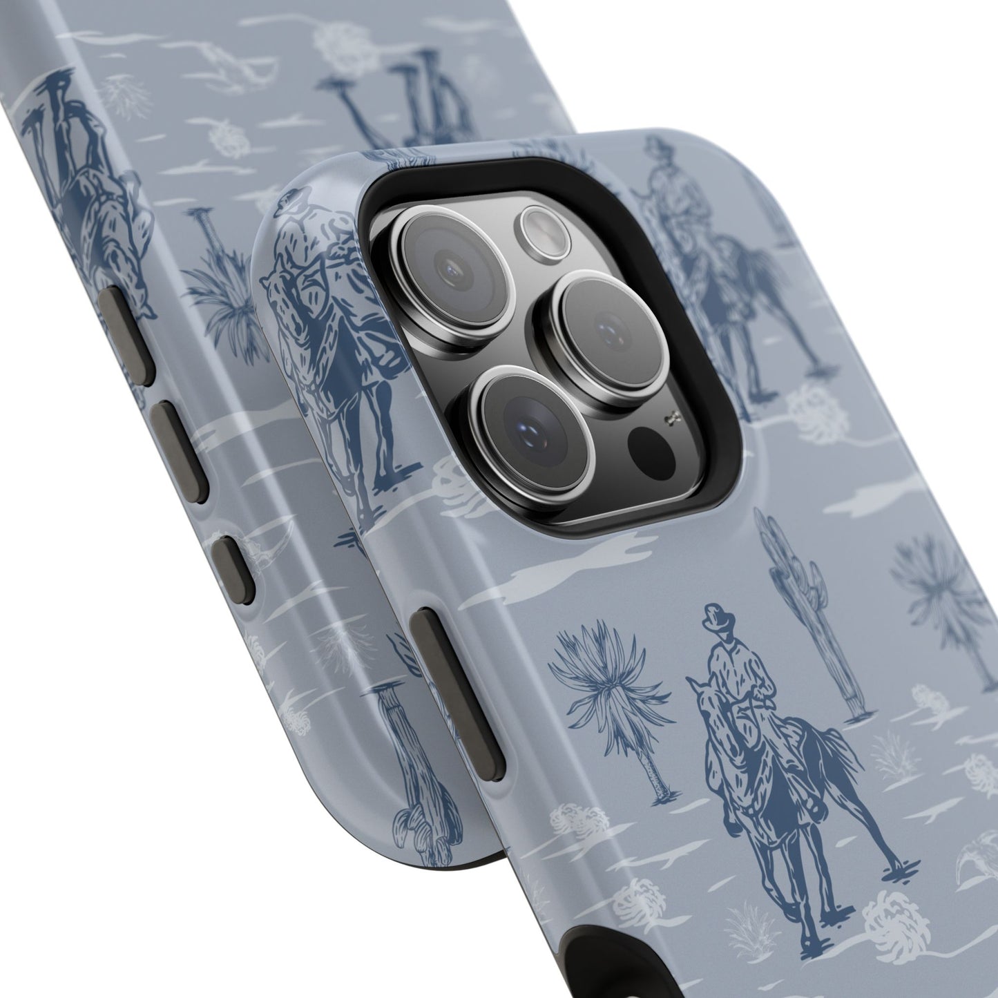 iPhone Case - Blue Cowboy and Cactus Western Themed MagSafe Tough Case