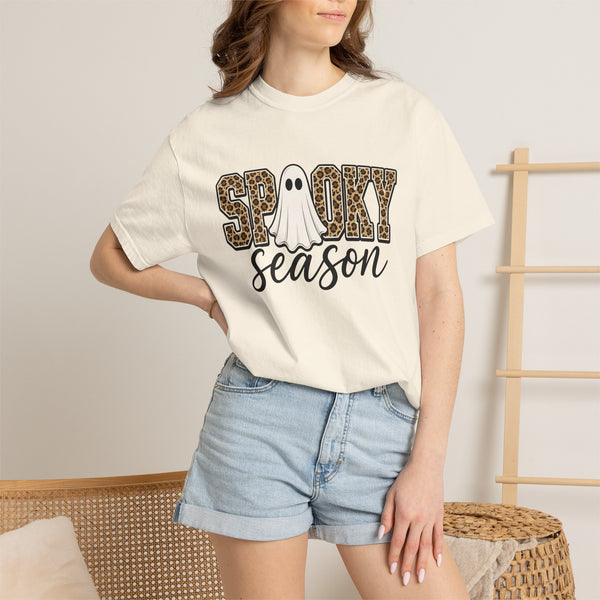 Spooky Season Leopard Print Ghost Halloween Graphic T-Shirt