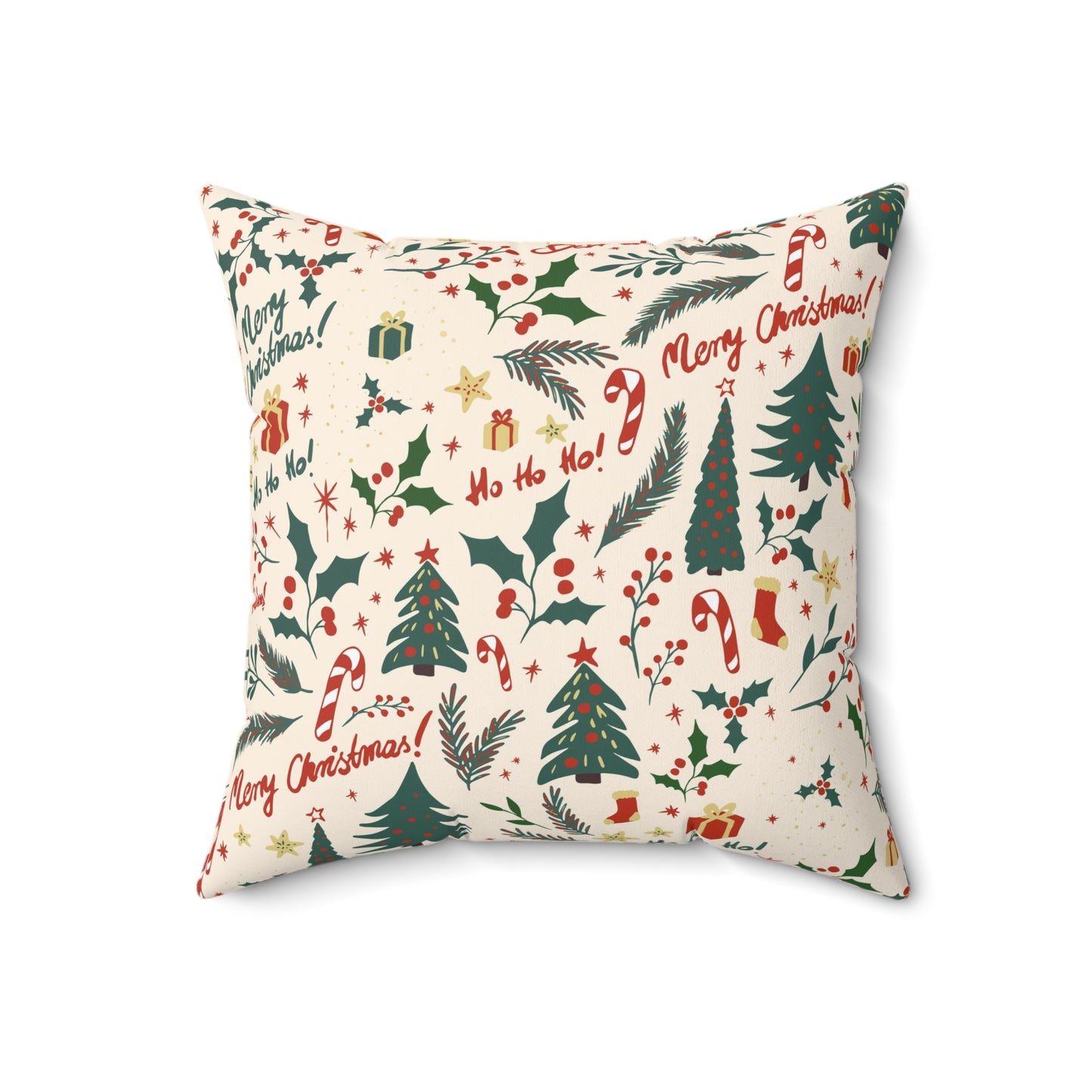 Holiday Throw Pillow – Red & White Christmas Decorative Pillow