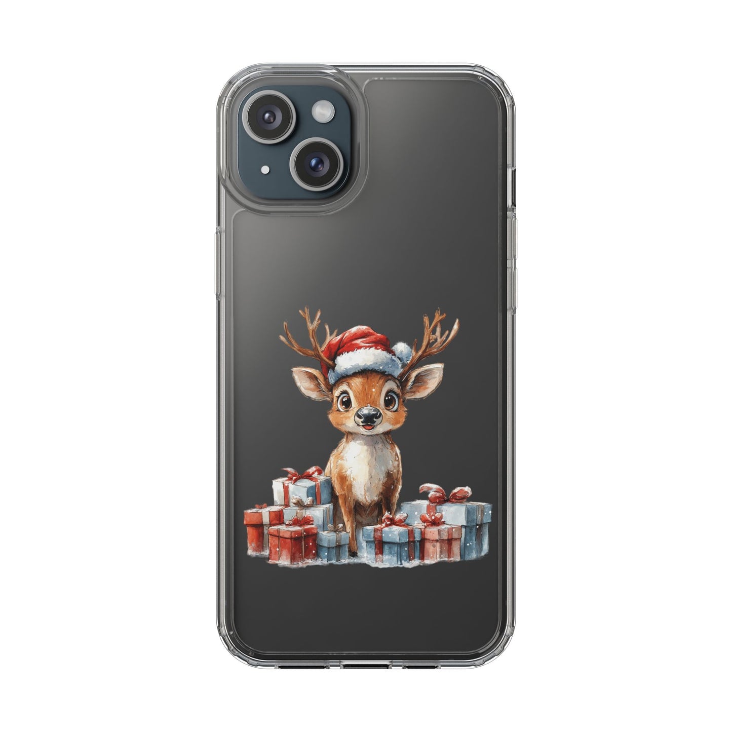 Festive Reindeer on a Clear Phone Case