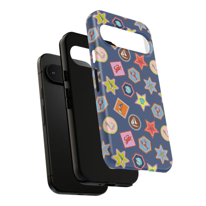 Lobsters Sailboats and Seashells on Navy Blue Phone Case