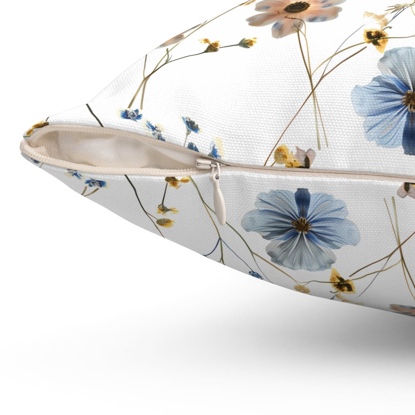 Boho Blue and Yellow Floral - Indoor Throw Pillow