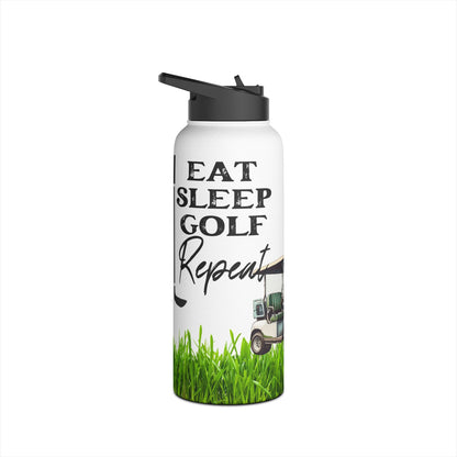 Eat Sleep Golf Repeat - Stainless Steel Water Bottle