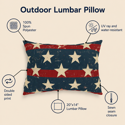 Distressed American Flag Design - Outdoor Throw Pillow