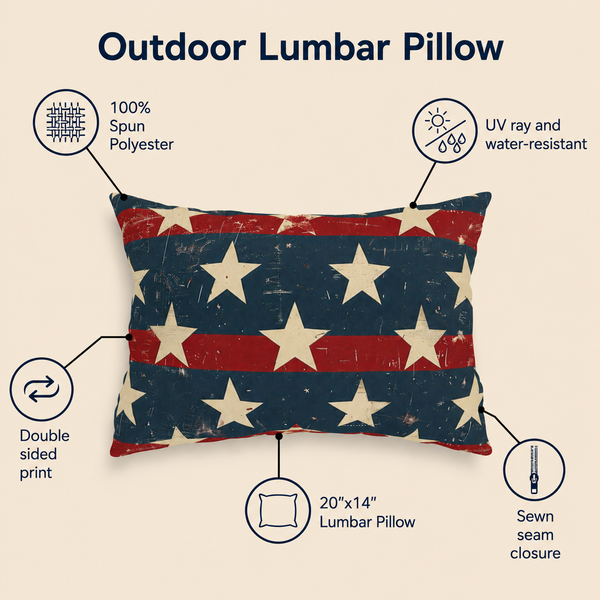 Distressed Outdoor American Flag Pillow