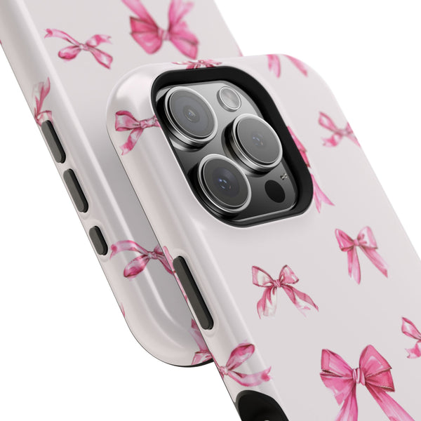 Coquette Pink Bow MagSafe Phone Case | Fits iPhone 13–16 | Matte or Glossy Finish