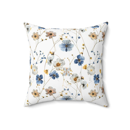 Boho Blue and Yellow Floral - Indoor Throw Pillow
