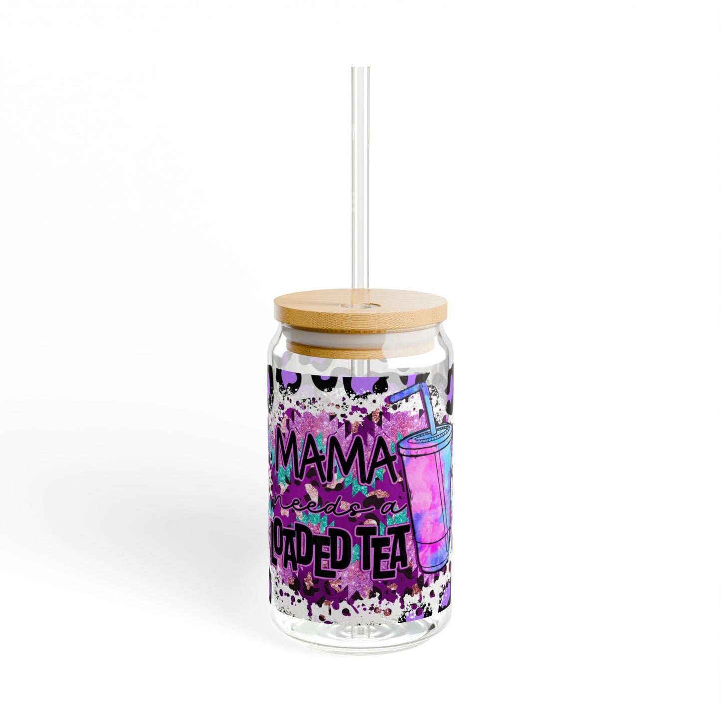 Mama Needs A Twisted Tea Can Glass with Lid and Straw, 16oz Ice Coffee Cup, Libbey Cup, Funny Gift for Mom, Custom Gift for Mom