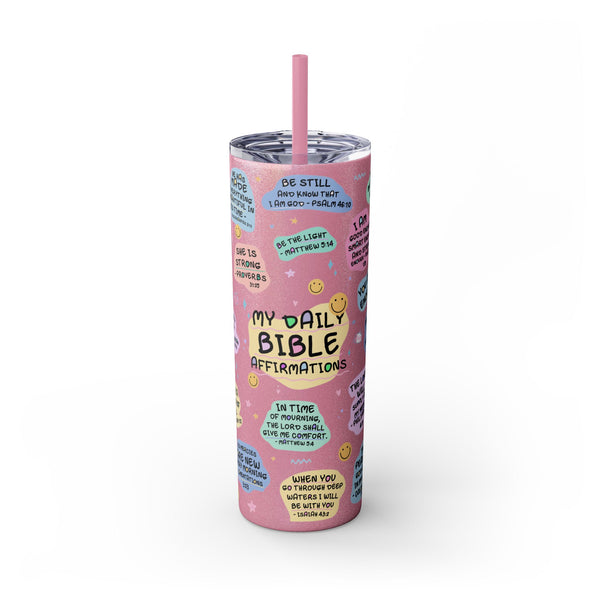 Bible Affirmation 20oz Skinny Tumbler with Color Matching Straw