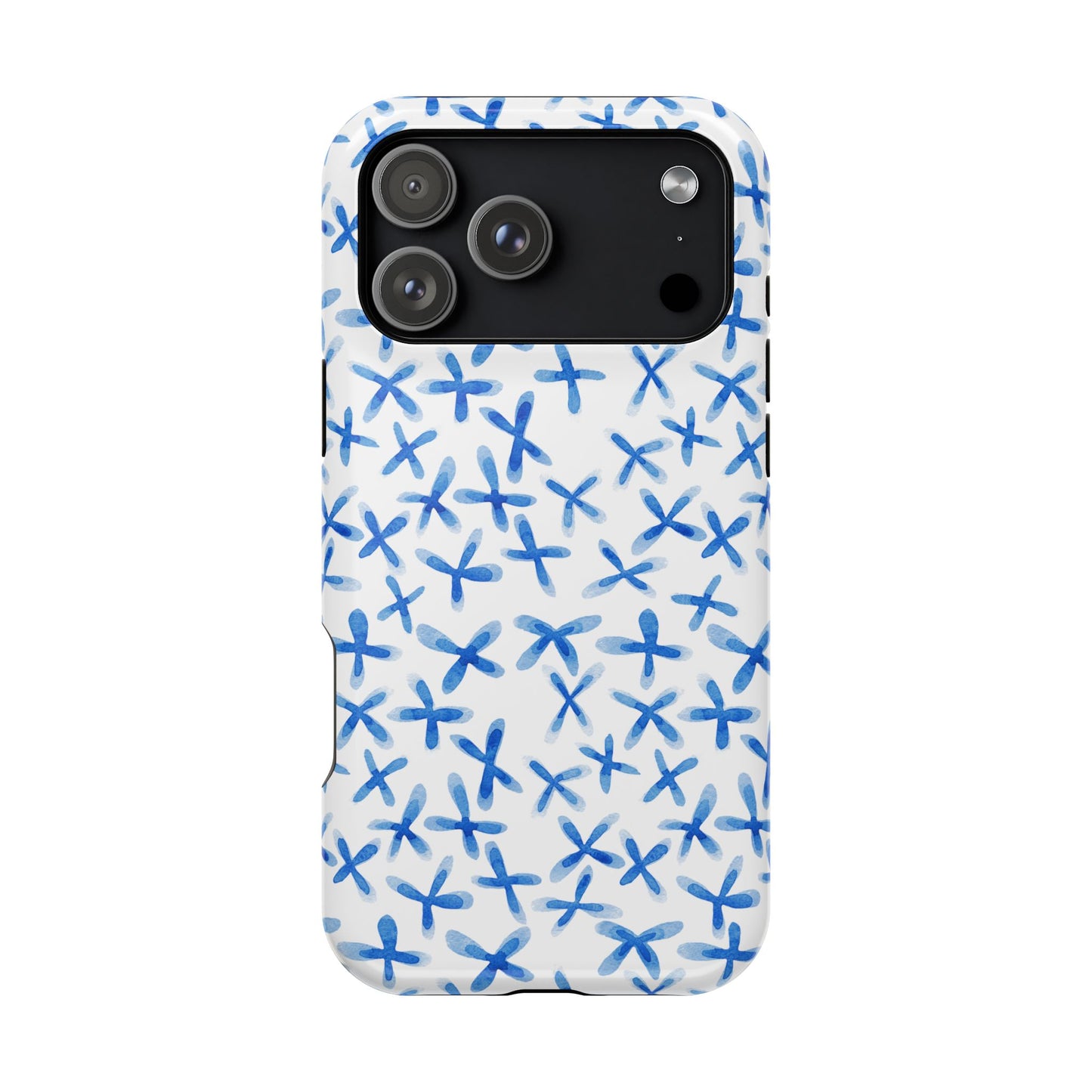 Blue Floral MagSafe iPhone Case — Magnetic Impact-Resistant