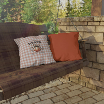 Cutest Pumpkin in the Patch Plaid Outdoor Pillow — Fall Gingham Decorative Pillow