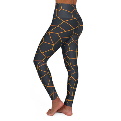 High Waisted Yellow Line Yoga Leggings