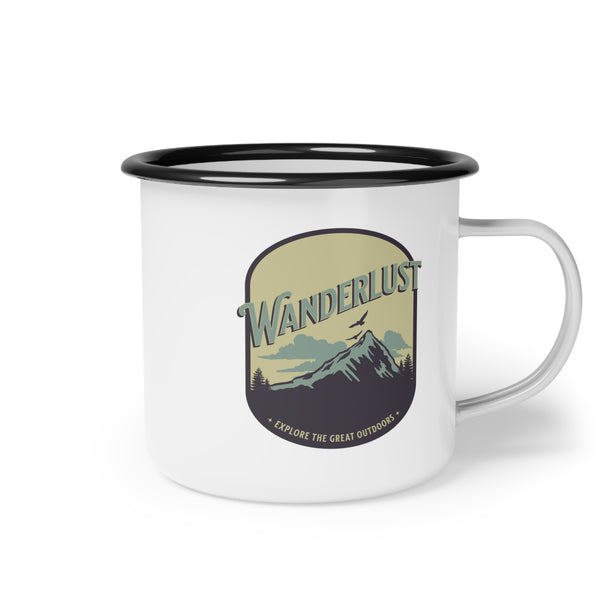 Wanderlust Outdoor Enamel 12oz Camping Mug Enamel Mug Camping Outdoor Enthusiast Wanderlust