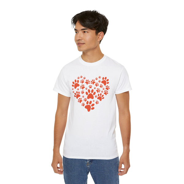 Heart Paw Print Unisex Ultra Cotton Tee - Perfect for Pet Lovers