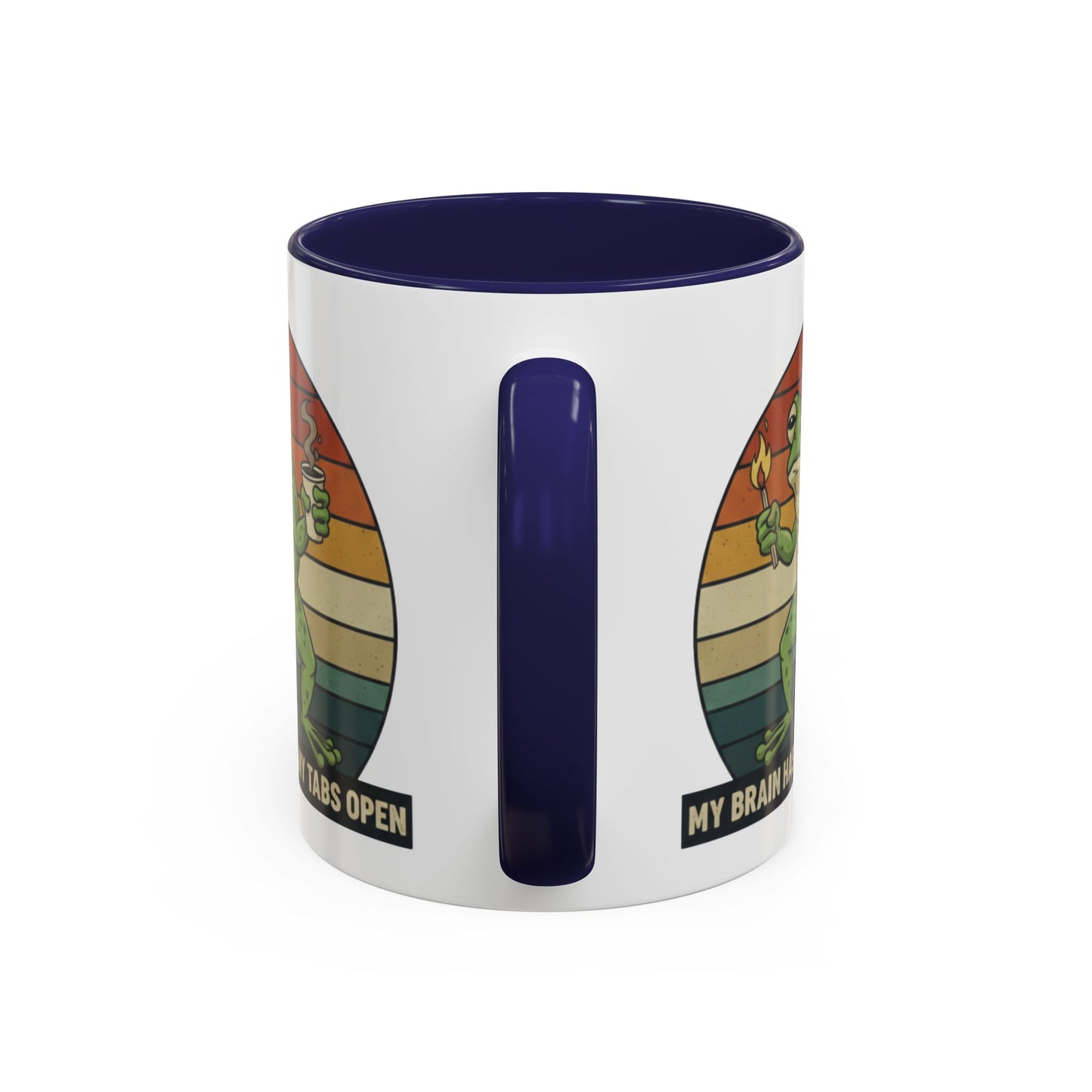 "Too Many Tabs Open" Retro Frog Accent Mug - 11oz & 15oz Ceramic Coffee Cup
