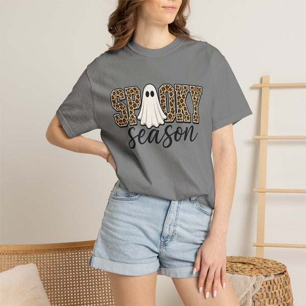 Spooky Season Leopard Print Ghost Halloween Graphic T-Shirt
