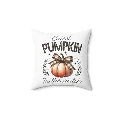 Cutest Pumpkin in the Patch - Indoor Throw Pillow – Double-Sided Fall Pillow with Plaid Bow Design