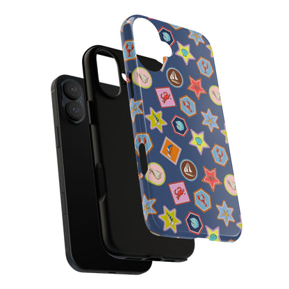Lobsters Sailboats and Seashells on Navy Blue Phone Case