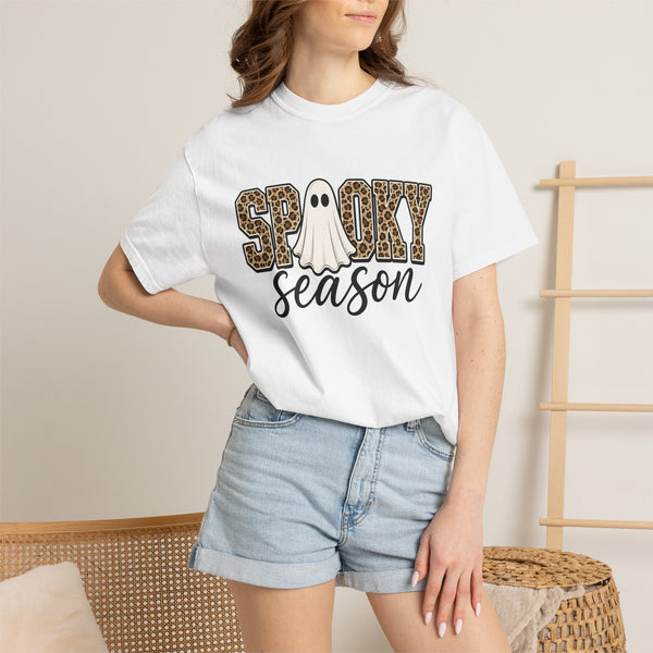 Spooky Season Leopard Print Ghost Halloween Graphic T-Shirt