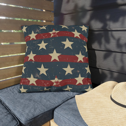 Distressed American Flag Design - Outdoor Throw Pillow