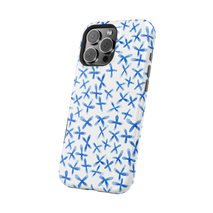 Blue Floral MagSafe iPhone Case — Magnetic Impact-Resistant