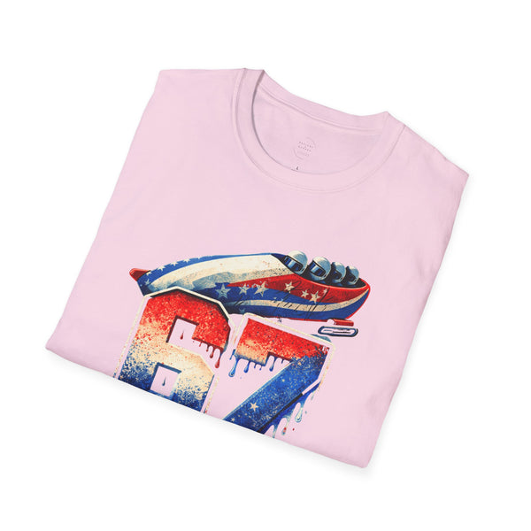 67 Bobsled Team USA T-Shirt - Patriotic Red White Blue Drip Graphic - Winter Sports Streetwear - Gildan Softstyle Men Women