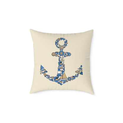 Nautical Anchor - Indoor Coastal Decor Throw Pillow