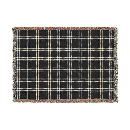 Cozy Blue and White Plaid - Woven Blanket