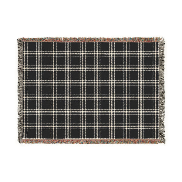 Cozy Blue and White Plaid - Woven Blanket
