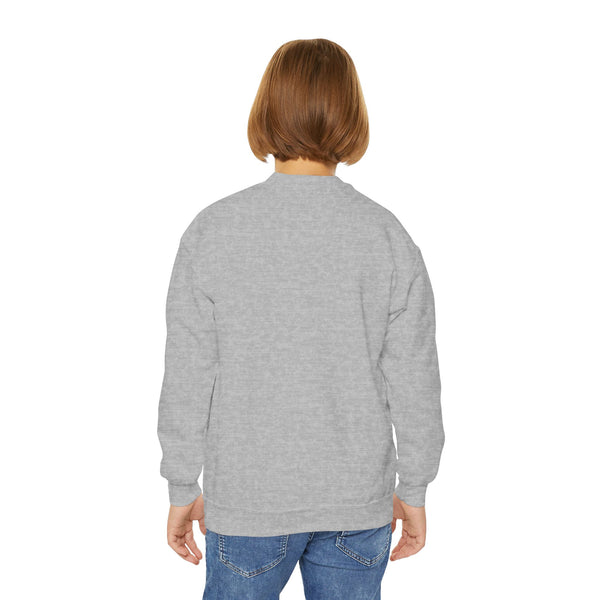 Youth Crewneck Sweatshirt — Pink Ballet Bow Grid Graphic for Girls, Cute Dance Crewneck