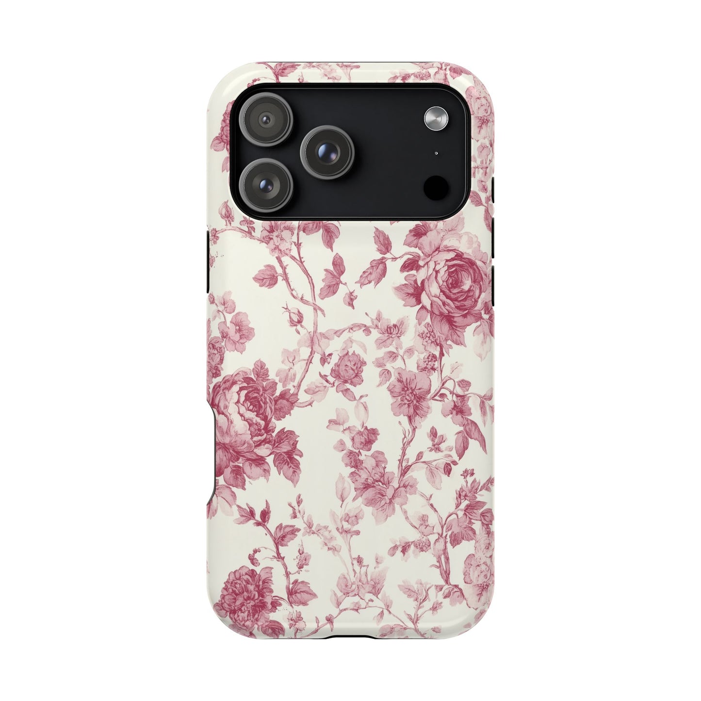 Pink Floral Toile de Jouy MagSafe iPhone Case