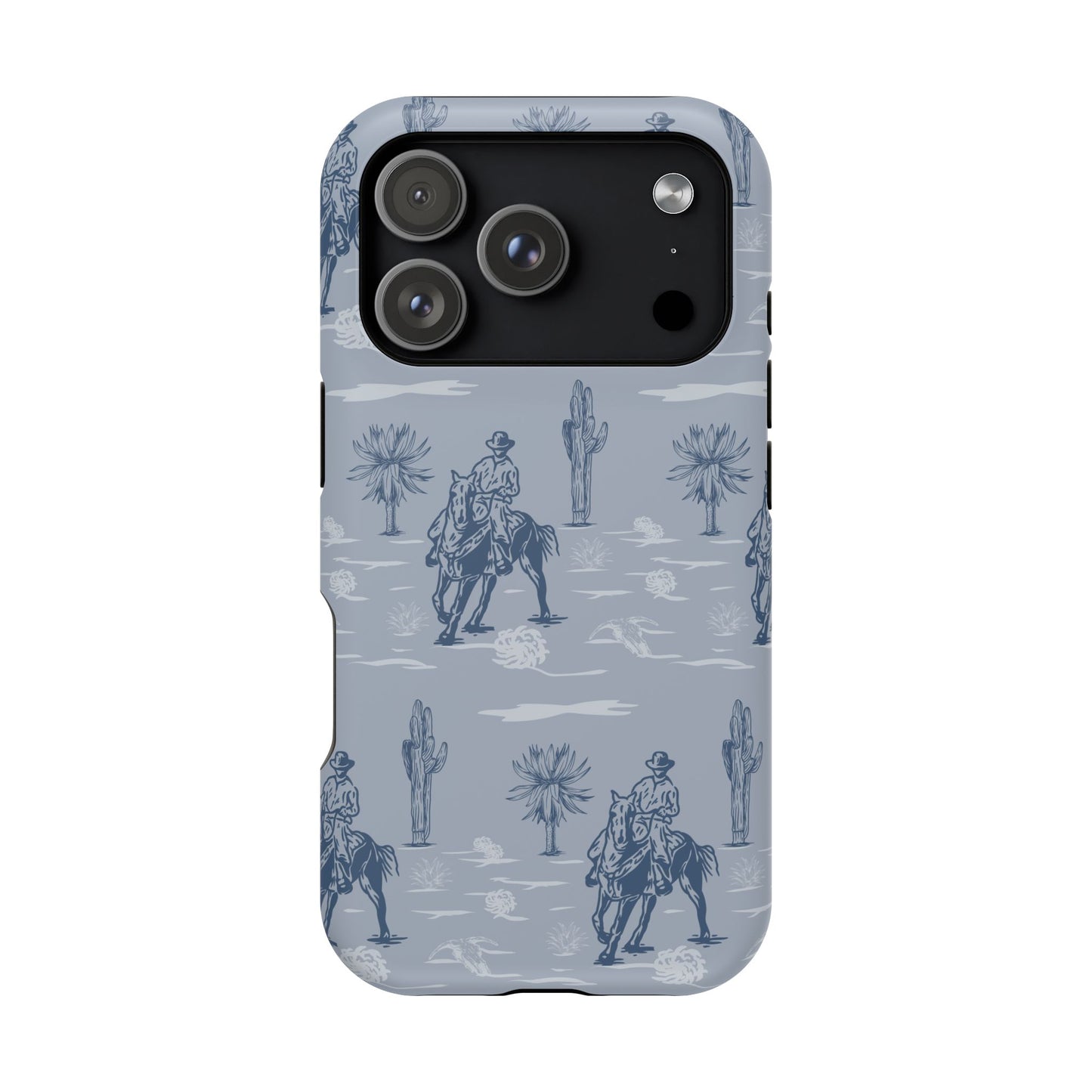 iPhone Case - Blue Cowboy and Cactus Western Themed MagSafe Tough Case
