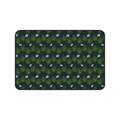 Blue and Green Floral Garden - Desk Mat