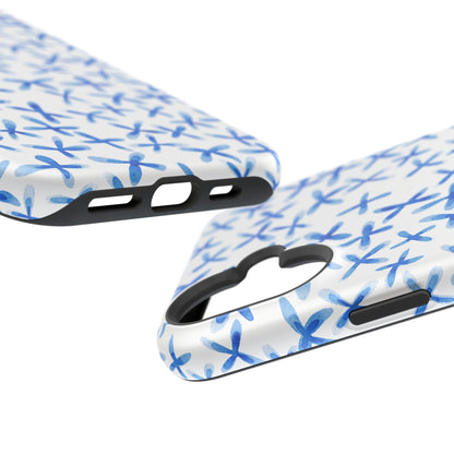 Blue Floral MagSafe iPhone Case — Magnetic Impact-Resistant