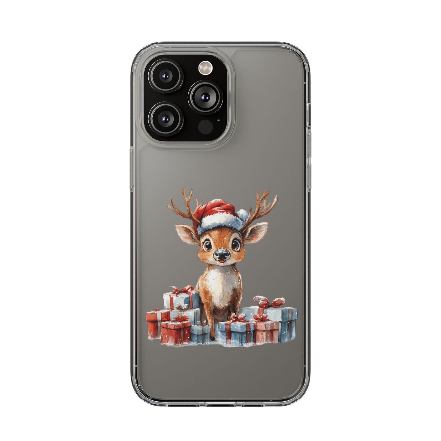 Festive Reindeer on a Clear Phone Case