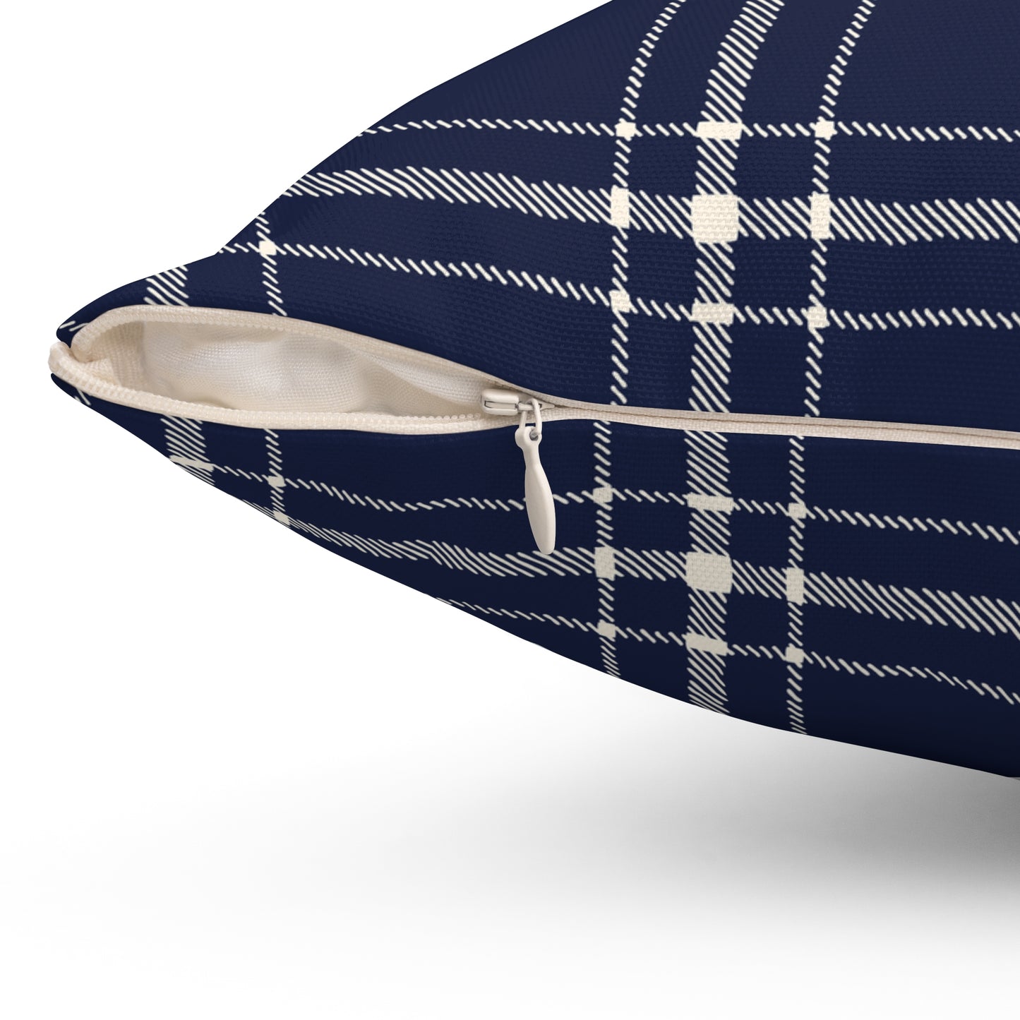 Blue and White Plaid - Decorative Throw Pillow