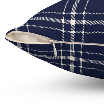 Blue and White Plaid - Decorative Throw Pillow
