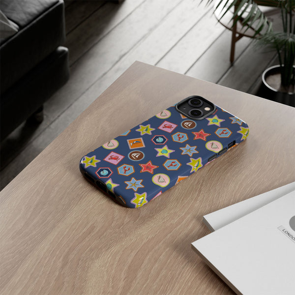 Lobsters Sailboats and Seashells on Navy Blue Phone Case