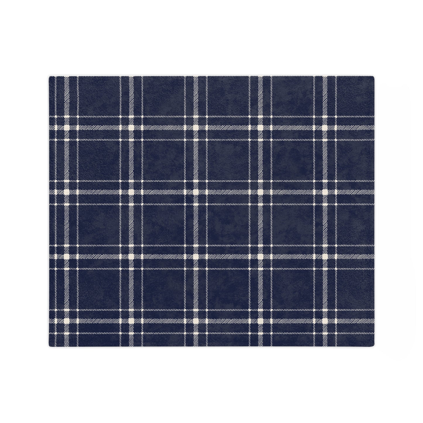 Navy and White Plaid - Velveteen Throw Blanket