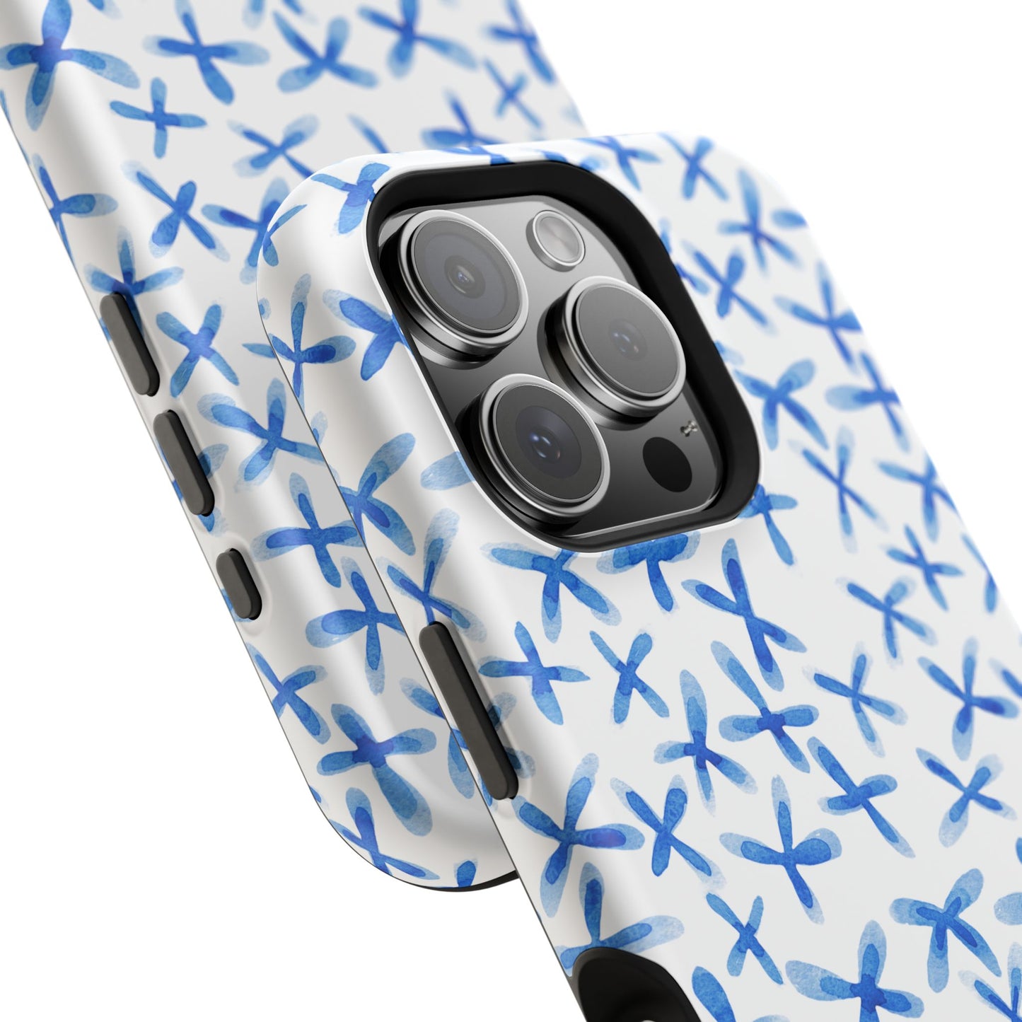 Blue Floral MagSafe iPhone Case — Magnetic Impact-Resistant