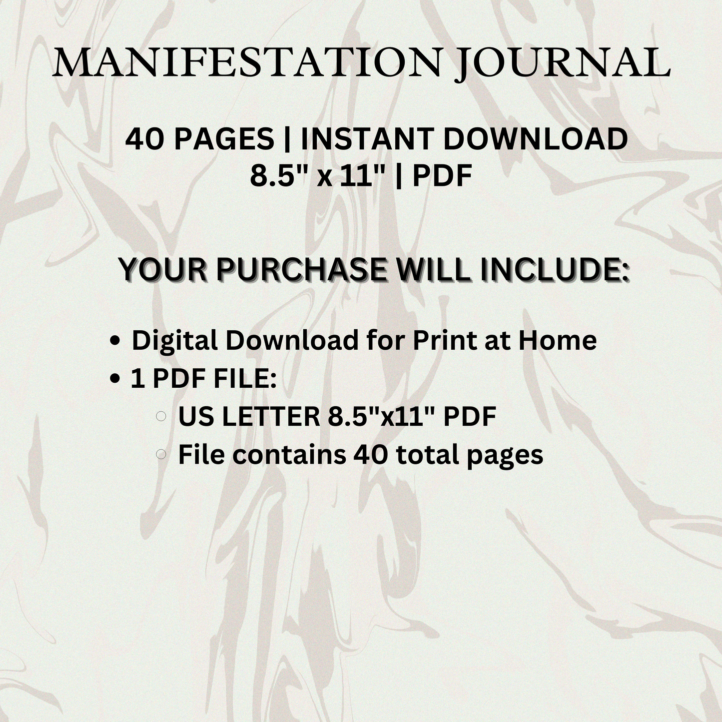 Manifestion Journal, Printable Digital Download for Gratitude Goal Setting and Focus, Printable