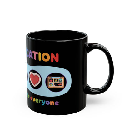 Neurodiversity Communication Mug - 11oz Black Ceramic - Inclusive AAC & ASL Art
