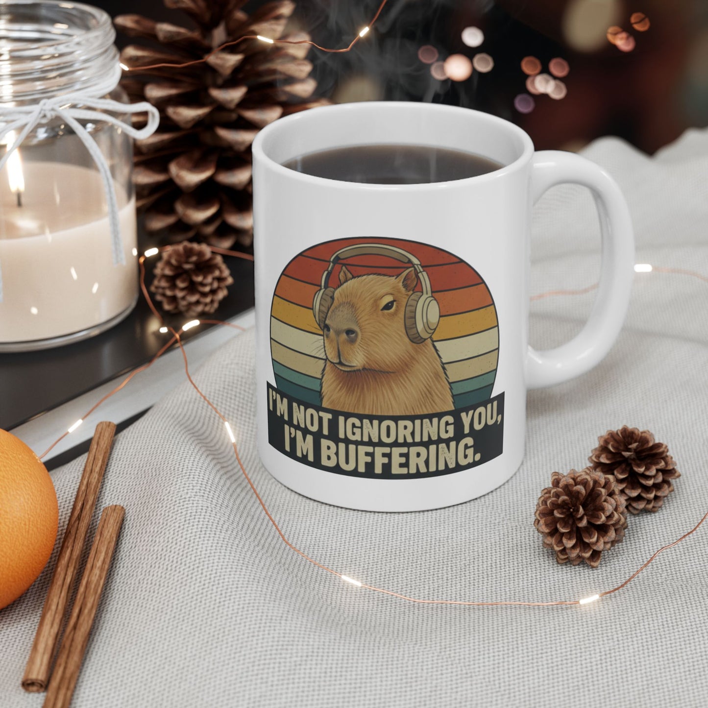Capybara Buffering Ironic Mug | Funny Unhinged Animal Retro Gift 11oz & 15oz