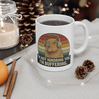 Capybara Buffering Ironic Mug | Funny Unhinged Animal Retro Gift 11oz & 15oz