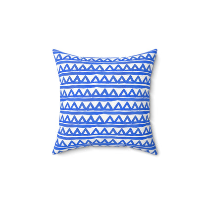 Blue Triangle Patterned - Indoor Square Pillow