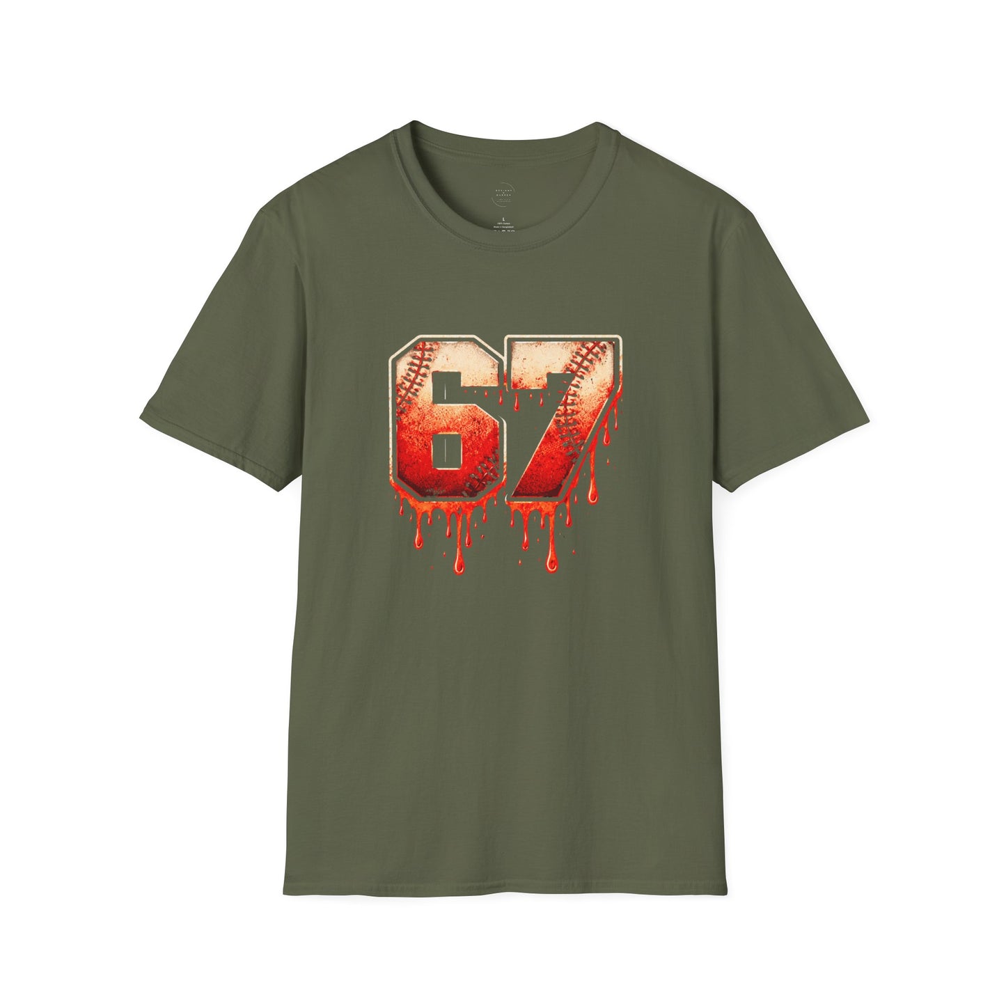 67 Baseball Drip T-Shirt - Vintage Distressed Sports Jersey Style - Grunge Streetwear Graphic Tee for Men & Women